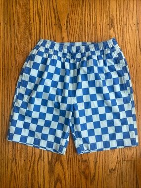 Kids Blue Checkered Swim/Play Shorts Y12